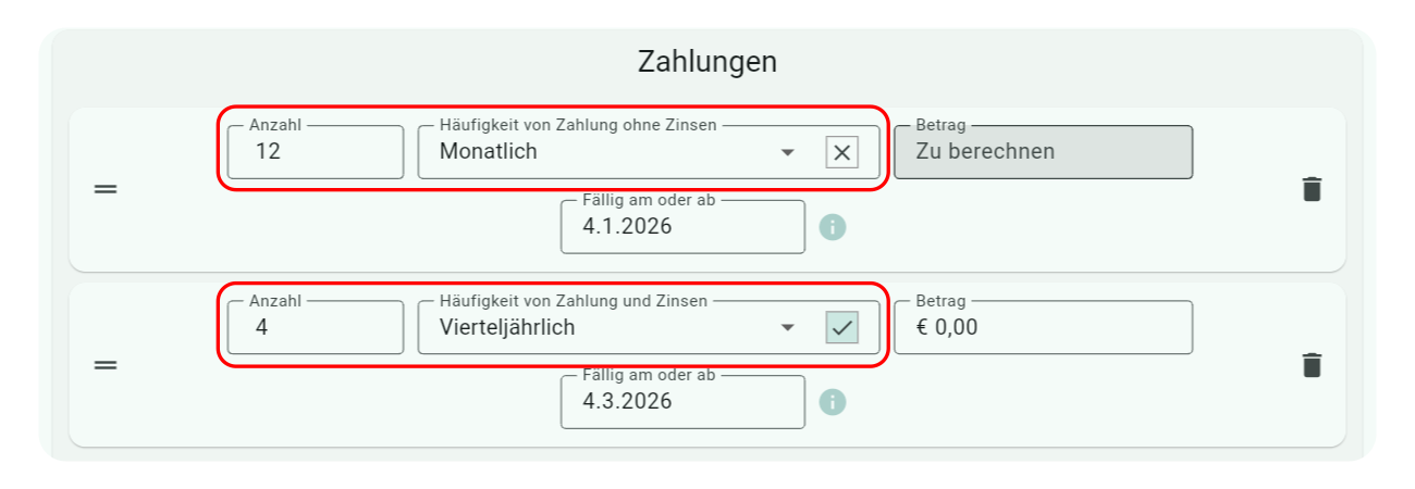 Häufigkeit der Zinskapitalisierung