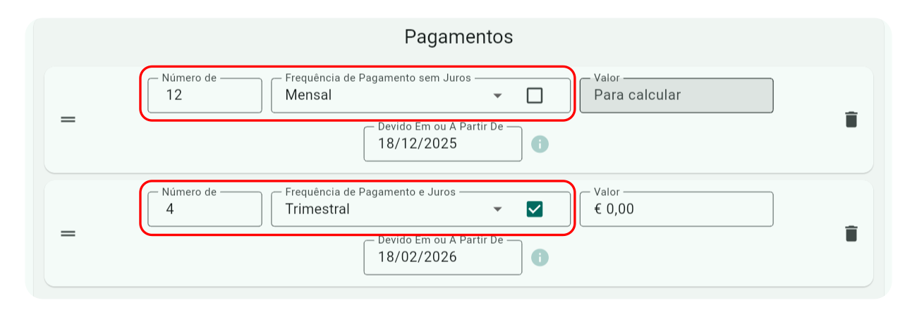 Interest Capitalisation Input