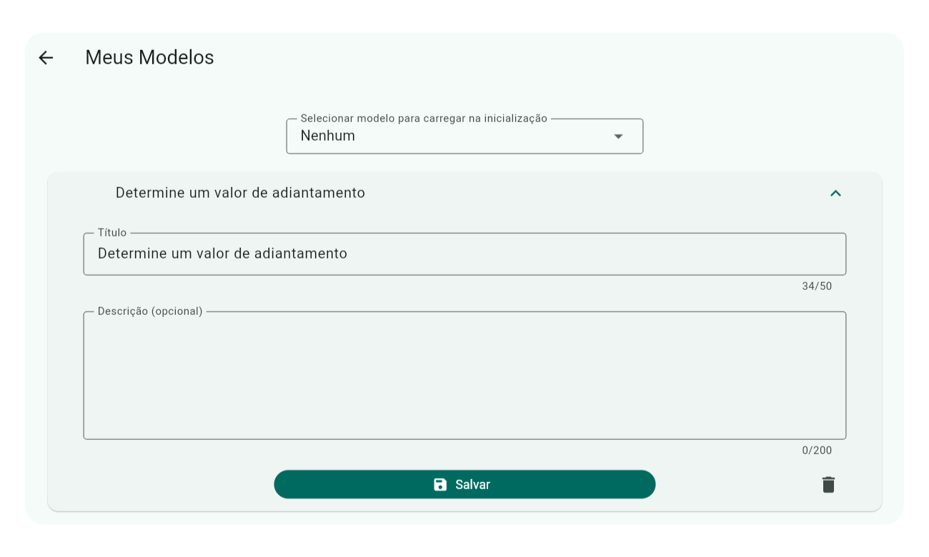 Tela de Gerenciamento de Modelos